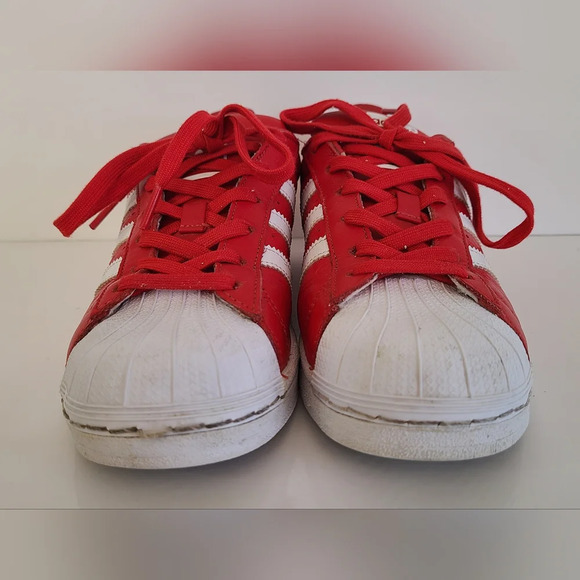 Adidas SUPERSTAR Red & White 3 Stripe Men Sz 6, Wom Sz 7 Low Top Cap Toe #BB2240 - Picture 2 of 11